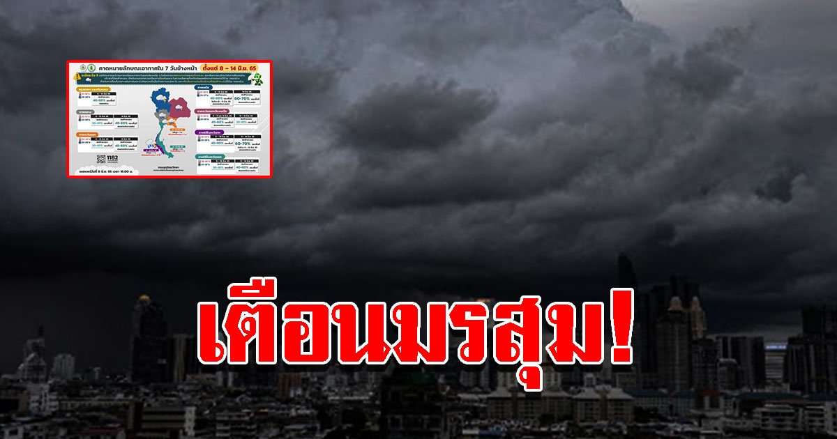 กรมอุตุฯ เตือนมรสุม วันที่ 8-14 มิ.ย. 65 เตรียมรับมือ