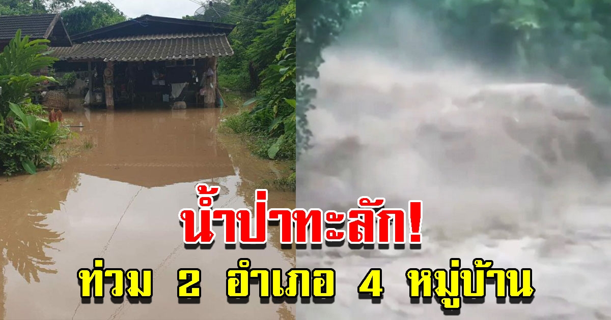 ฝนตกหนัก น้ำท่วมพื้นที่ 2 อำเภอ 4 หมู่บ้าน