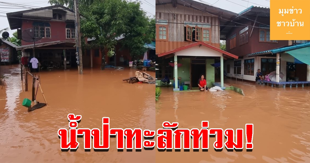 ฝนตกหนัก น้ำป่าไหลหลากท่วมบ้านเรือน ชาวบ้านเร่งยกของขึ้นที่สูง