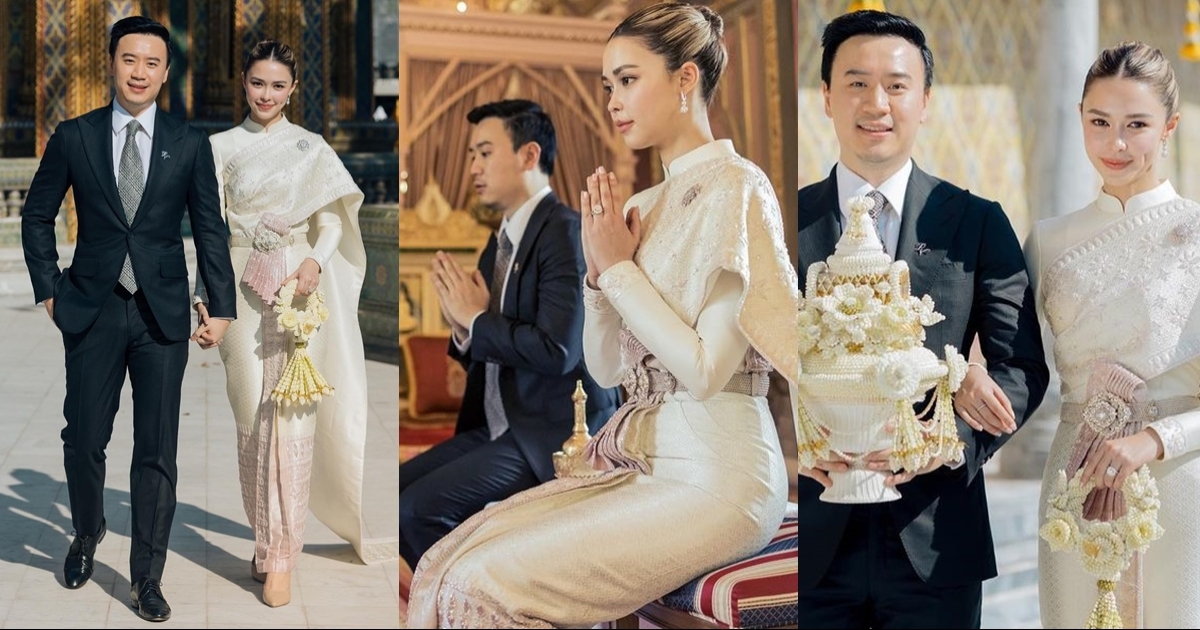 ประมวลภาพ แพท - โน้ต รับน้ำพระพุทธมนต์ สวยสง่างามมาก