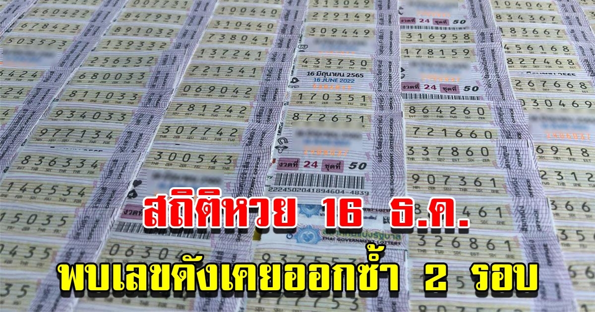 สถิติเลขออก 16 ธ.ค. ย้อนหลัง 15 ปี พบเลขดังเคยออกซ้ำ 2 รอบ