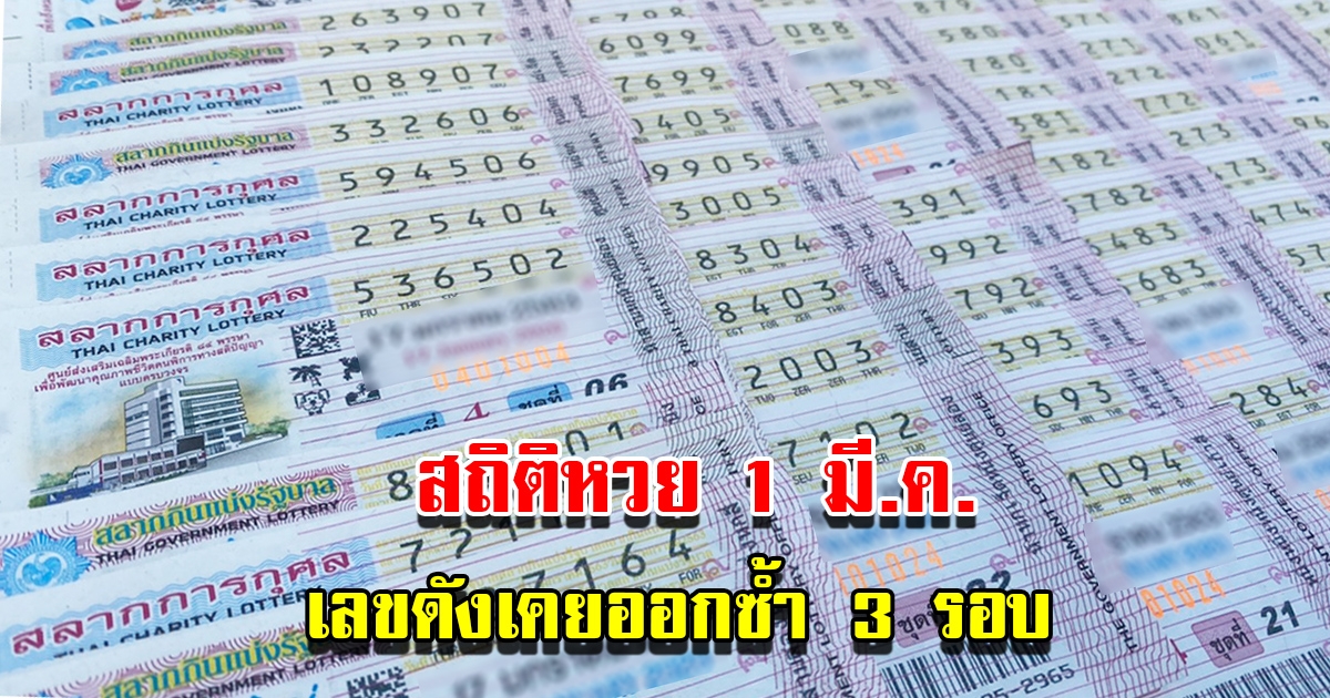 สถิติหวยออก 1 มีนาคม ย้อนหลัง 20 ปี พบเลขดังเคยออกซ้ำ 3 รอบ