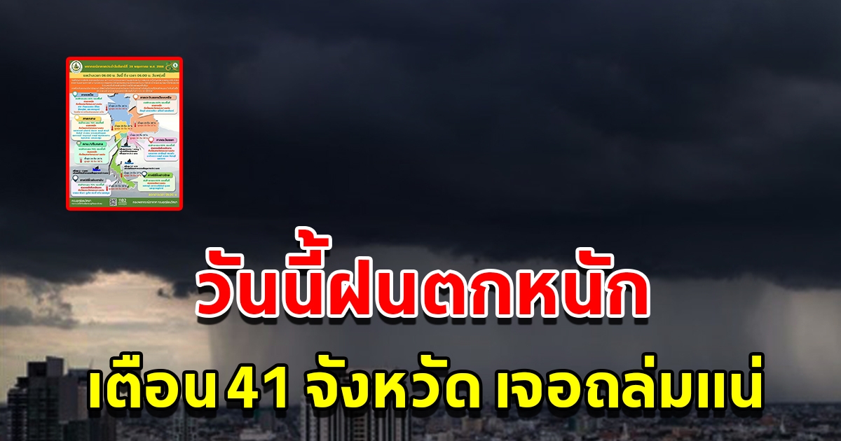 กรมอุตุนิยมวิทยา เตือนวันนี้ฝนตกหนัก พื้นที่เสี่ยงเช็กเลย