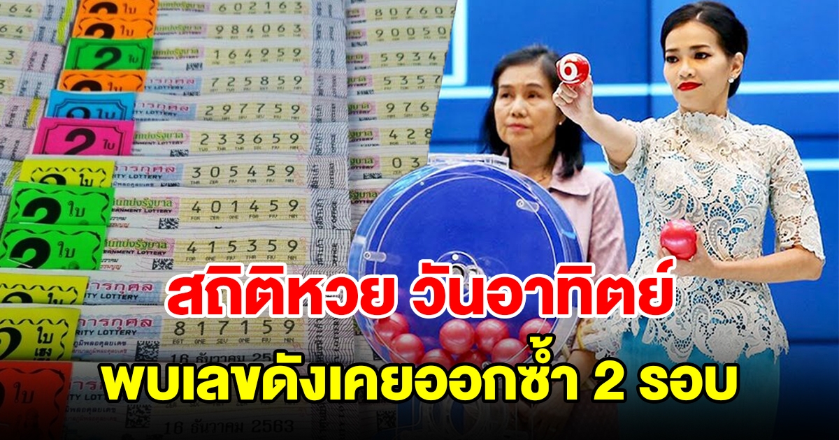 สถิติหวยออก วันอาทิตย์ พบเลขดังเคยออกซ้ำ 2 รอบ