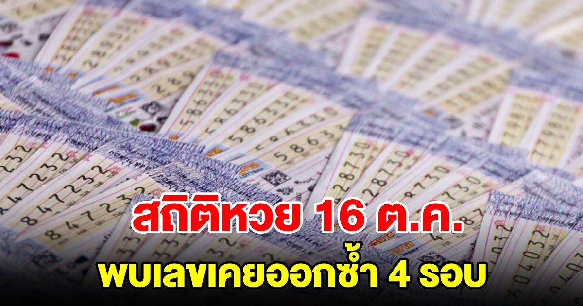 สถิติหวยออกวันที่ 16 ตุลาคม ย้อนหลัง 20 ปี พบเลขเคยออกซ้ำ 4 รอบ