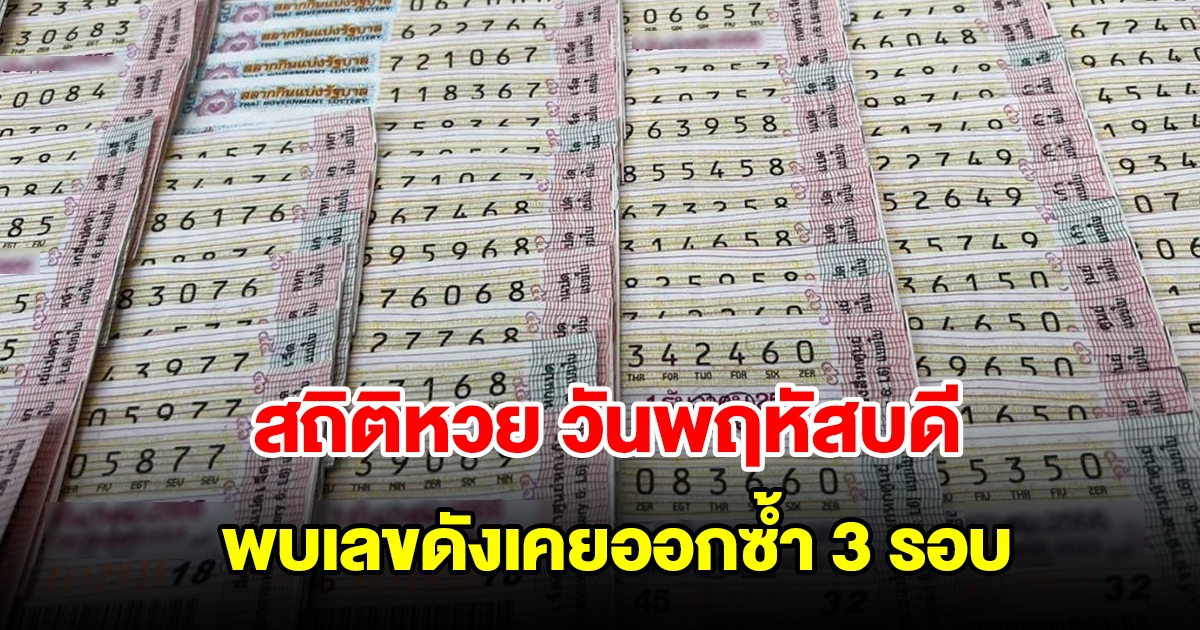 สถิติหวยออกวันพฤหัสบดี ย้อนหลัง 20 งวด พบเลขดังเคยออกซ้ำ 3 รอบ