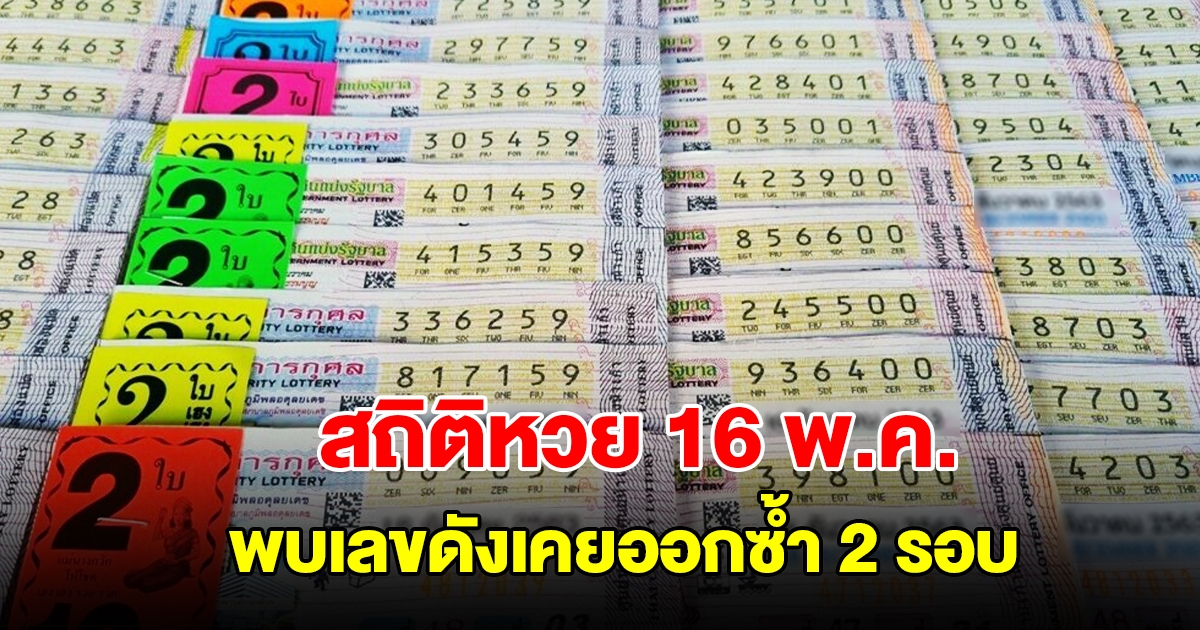 สถิติหวย 16 พ.ค. ย้อนหลัง 11 ปี พบเลขดังเคยออกซ้ำ 2 รอบ