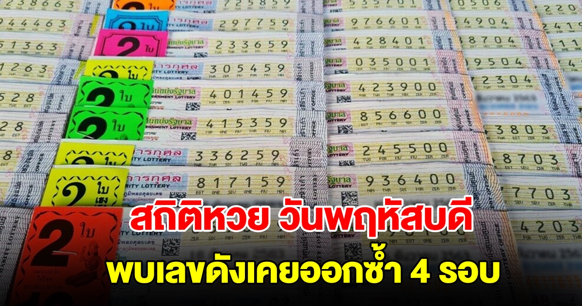 ส่องสถิติหวยวันพฤหัสบดี ย้อนหลัง 20 งวด พบเลขดังเคยออกซ้ำ 4 รอบ