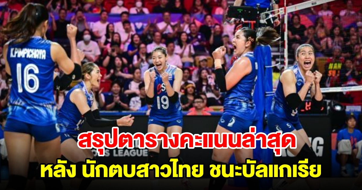 สรุปตารางคะแนนล่าสุด หลังวอลเลย์บอลหญิงไทย ชนะบัลแกเรีย ในศึก VNL 2024 สนาม 3