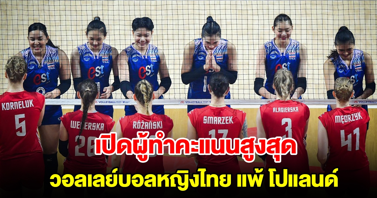 เปิดผู้ทำคะแนนสูงสุด วอลเลย์บอลหญิงไทย แพ้ โปแลนด์ 3 เซตรวด ใน VNL 2024