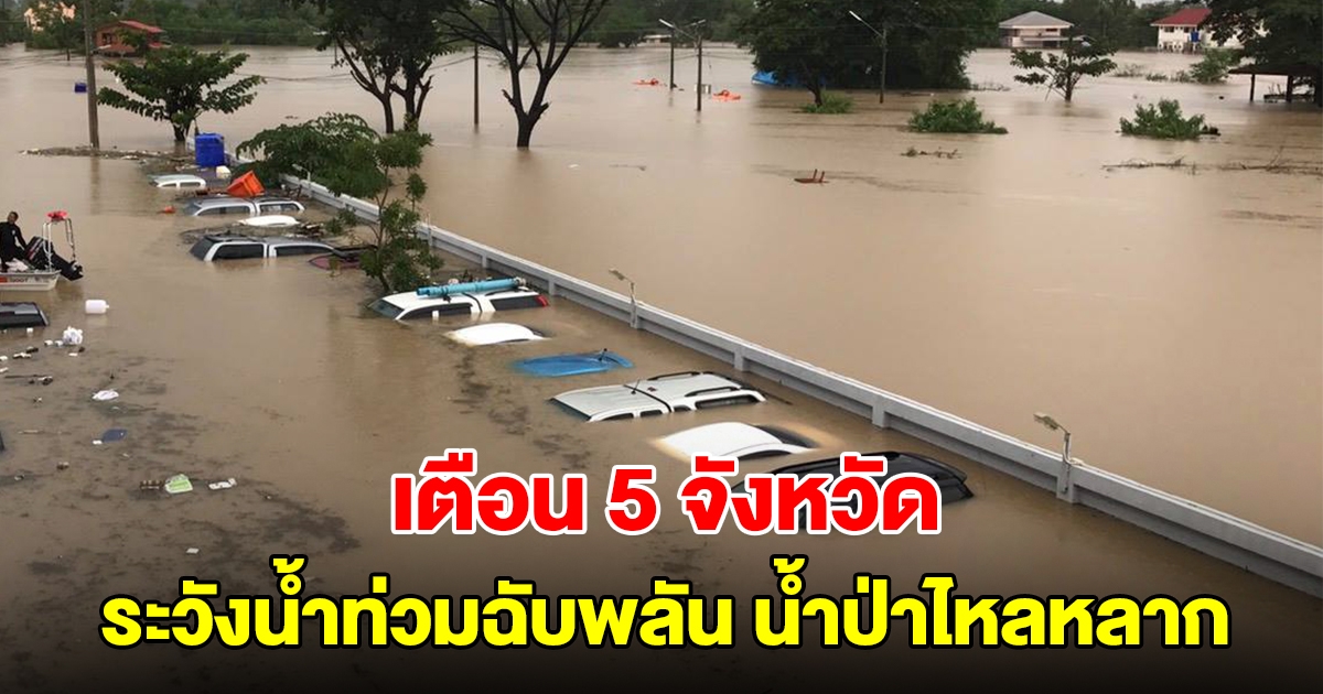 ปภ. เตือน 5 จังหวัด 12 อำเภอ ระวังน้ำท่วมฉับพลัน น้ำป่าไหลหลาก