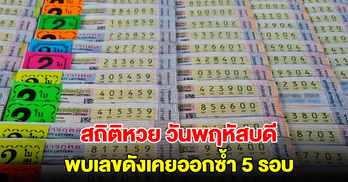 ส่องสถิติหวยวันพฤหัสบดี ย้อนหลัง 20 งวด พบเลขดังเคยออกซ้ำ 5 รอบ