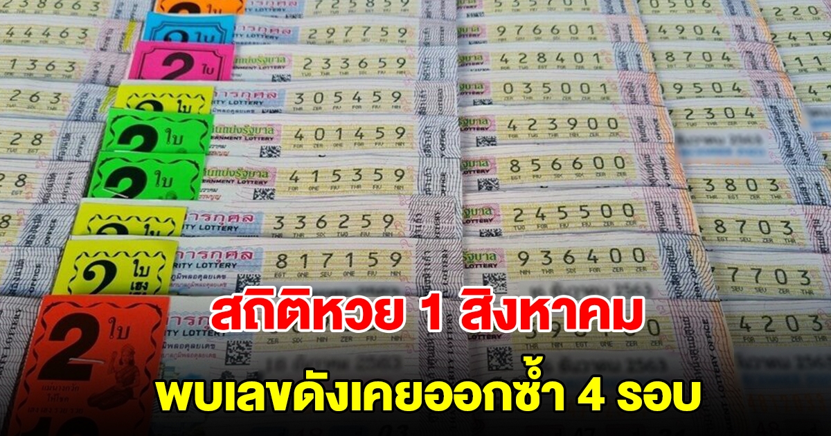 สถิติหวยออก 1 สิงหาคม ย้อนหลัง 20 ปี พบเลขดังเคยออกซ้ำ 4 รอบ