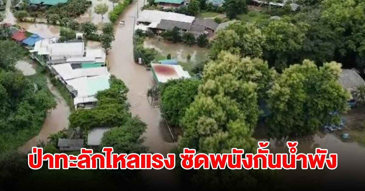 ฝนตกหนัก ป่าทะลักไหลแรง ซัดพนังกั้นน้ำพัง หลากท่วมฉับพลัน บ้านเรือนเสียหาย