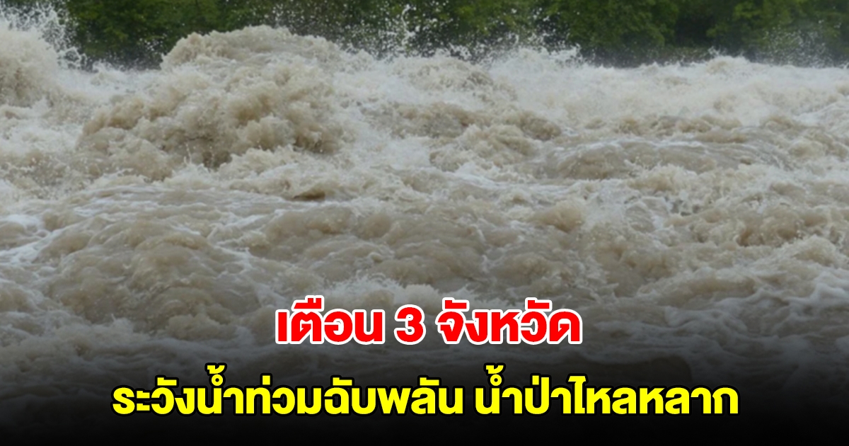 ปภ. เตือน 3 จังหวัด 8 อำเภอ ระวังน้ำท่วมฉับพลัน น้ำป่าไหลหลาก