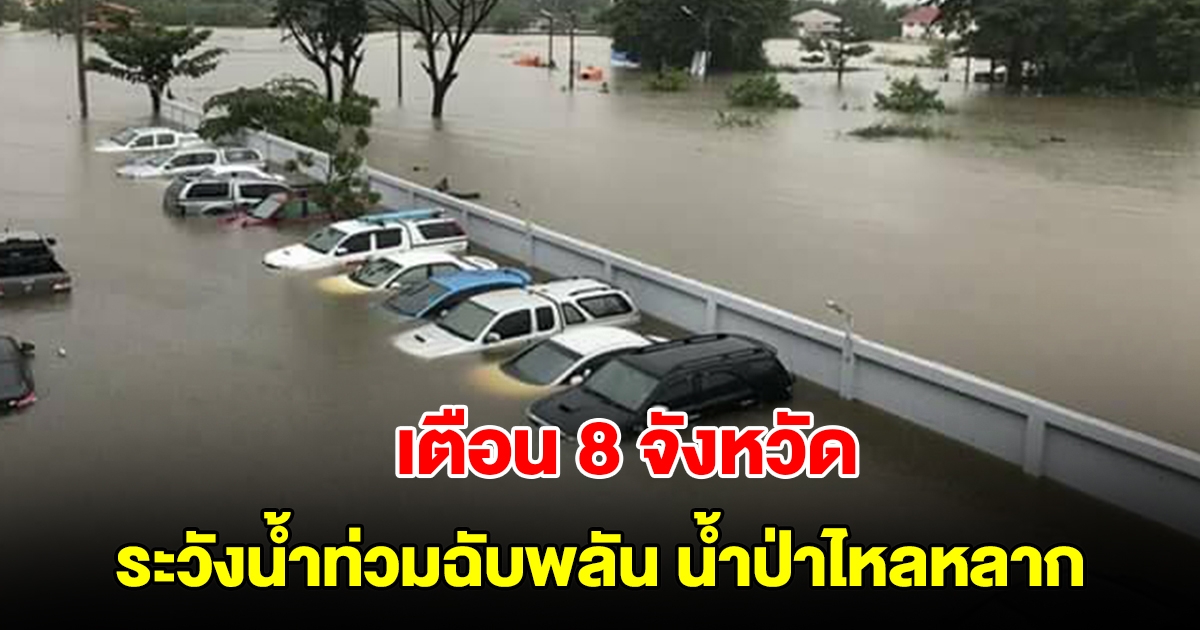 ปภ. เตือน 8 จังหวัด 10 อำเภอ ระวังน้ำท่วมฉับพลัน น้ำป่าไหลหลาก