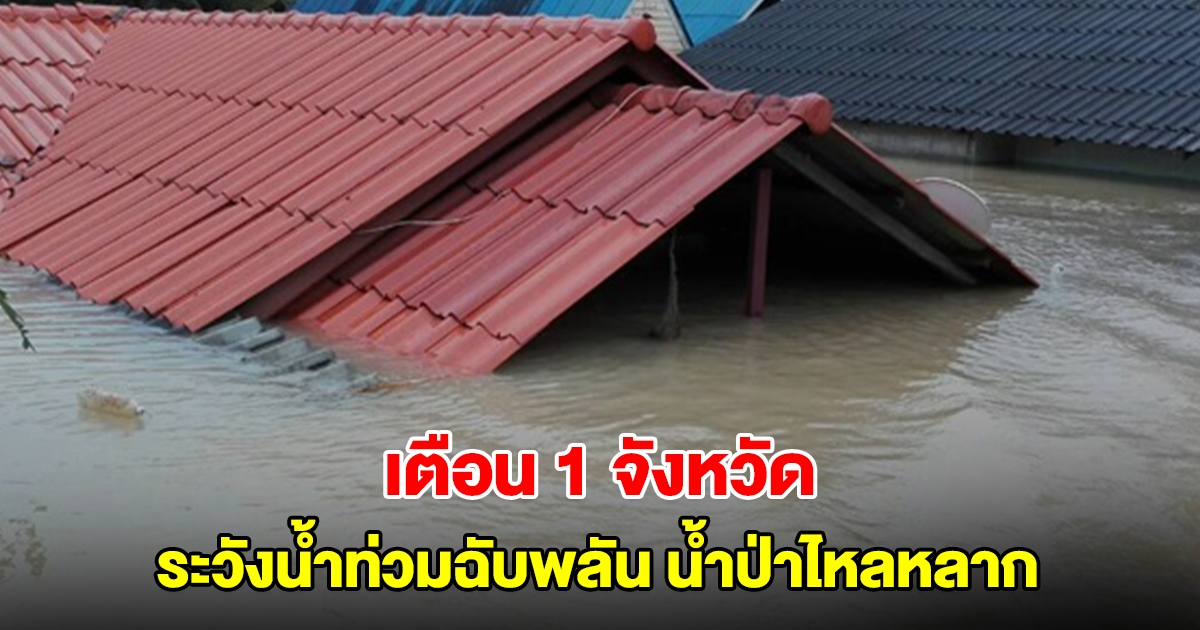 ปภ. เตือน 1 จังหวัด 1 อำเภอ ระวังน้ำท่วมฉับพลัน น้ำป่าไหลหลาก