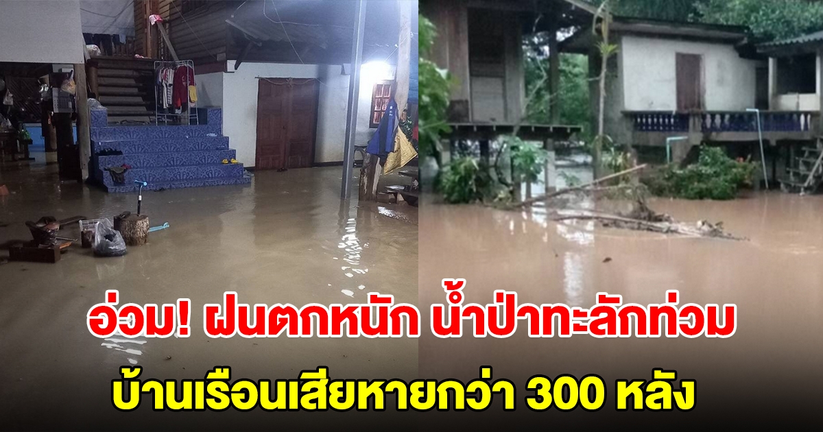 ลำปางอ่วม! ฝนตกหนัก น้ำป่าทะลักท่วมหลายอำเภอ บ้านเรือนเสียหายกว่า 300 หลัง