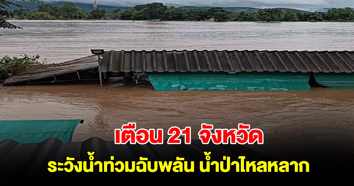 เตือน 21 จังหวัด เฝ้าระวังน้ำท่วมฉับพลัน น้ำป่าไหลหลาก 19-23 ต.ค. 67