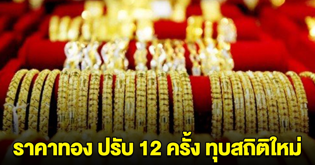 ช็อก! ราคาทอง ปรับ 12 ครั้ง ทุบสถิติใหม่