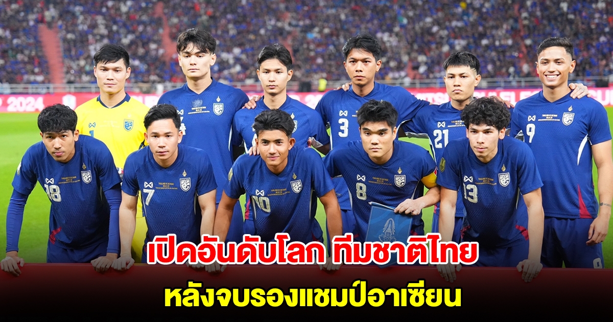 เปิดอันดับโลก ทีมชาติไทย หลังจบรองแชมป์อาเซียน