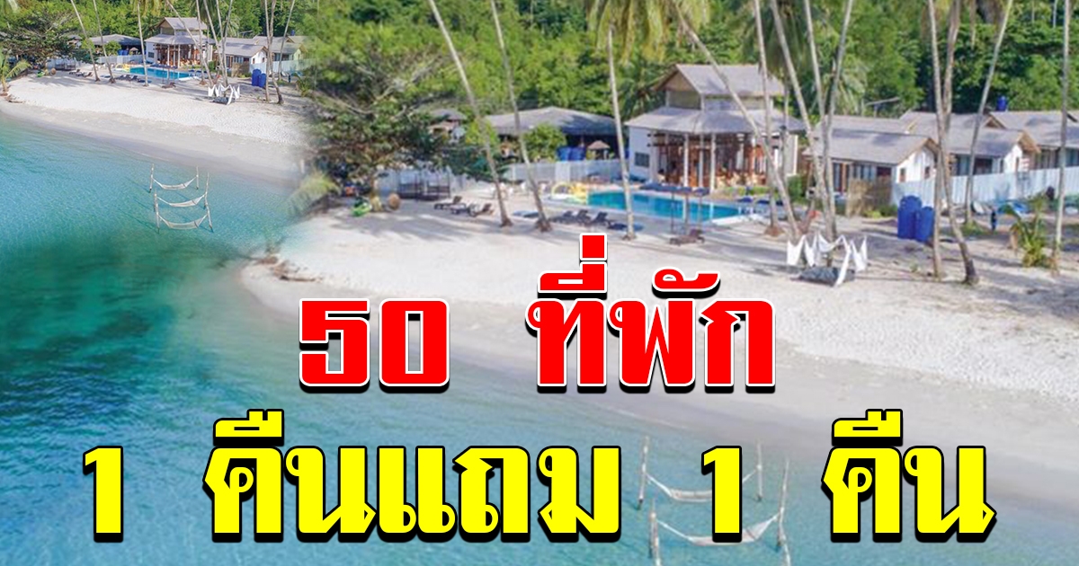 จัดเต็ม 50 ที่พัก จัดโปร ซื้อ 1 คืนแถมฟรี 1 คืน